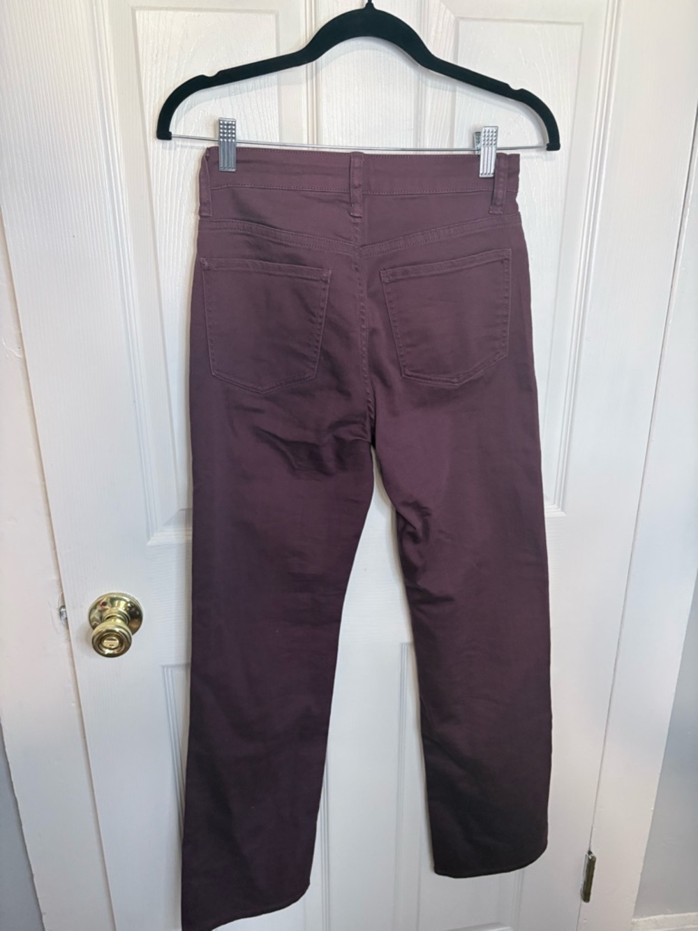 Quince Bella Stretch Straight Jeans Wine Red High Rise Size 26 30” Inseam - Picture 9 of 12